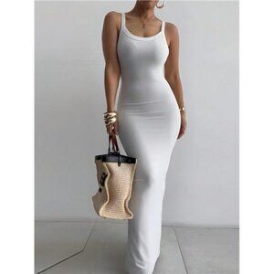 NewINAWLY Fitted Sexy Spaghetti Strap Women Long Dress